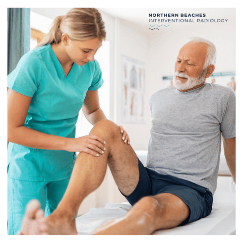 Doctor examining knee osteoarthritis